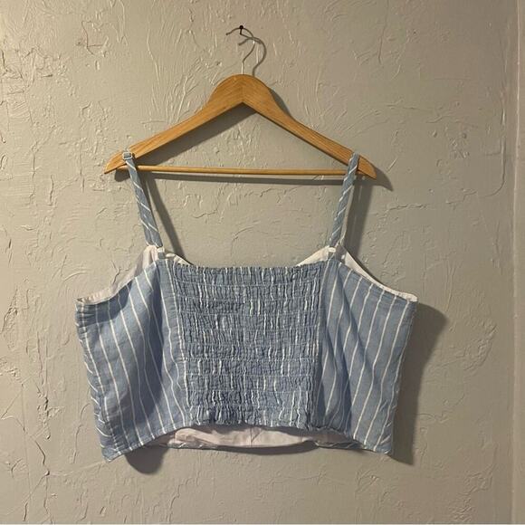 Lane Bryant Light Blue Striped Nautical Linen Cotton Tank top Lightweight sz 22 - Picture 3 of 4